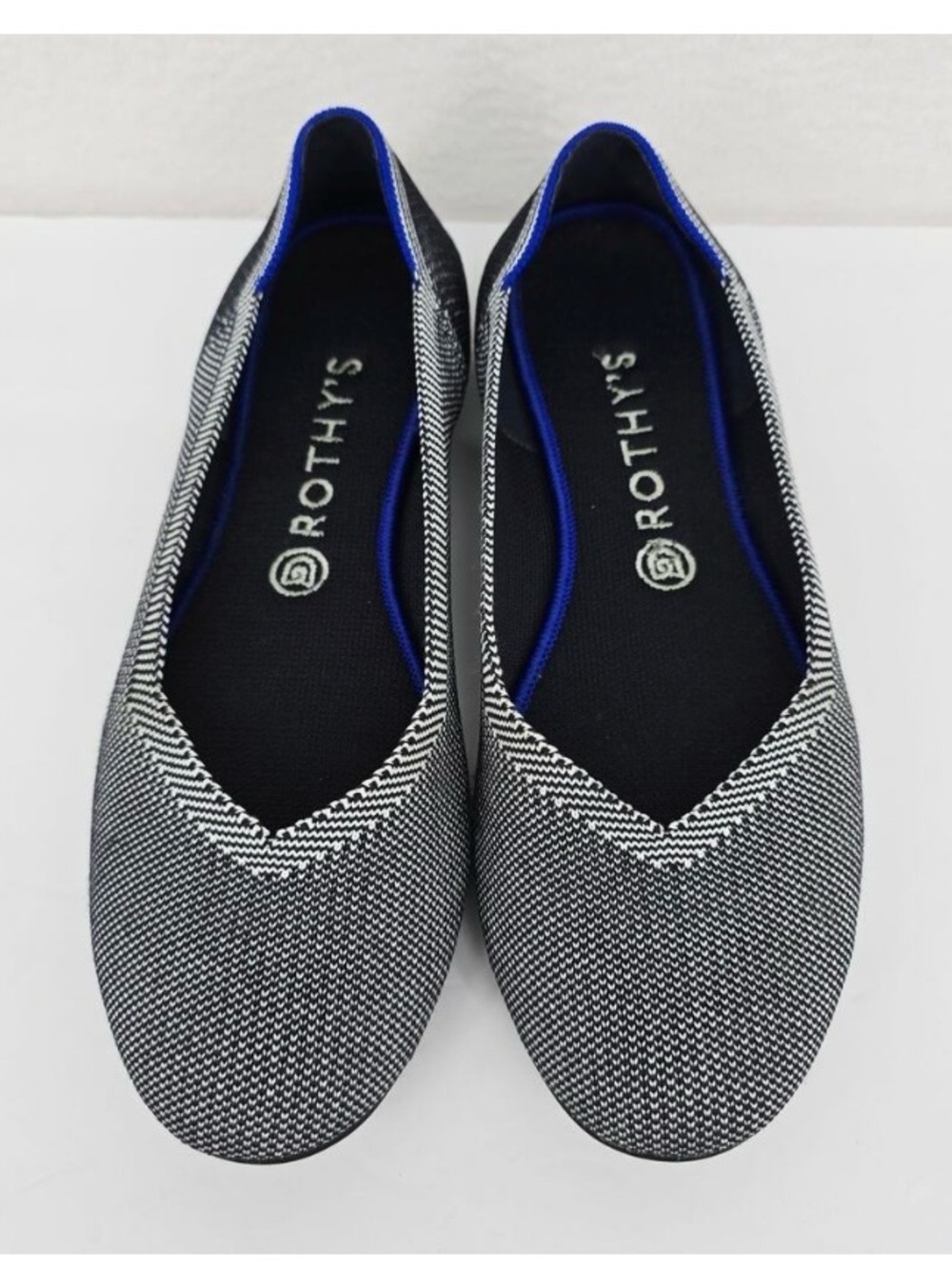 Rothy's Slip-On Shoe in Black with Navy Stitching